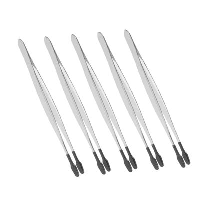 FRCOLOR 5pcs Tweezers Set for Stamps and False Eyelashes Flat Stainless Steel Craft Tweezers Lightweight and Sturdy Jewellery Crafting Tool