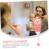 FRCOLOR Kids Toothbrush 2pcs Soft Bristle Children's Manual Toothbrushes Bear Shape Pink Round Head for Toddlers 0-9 Years Dental Care view 2