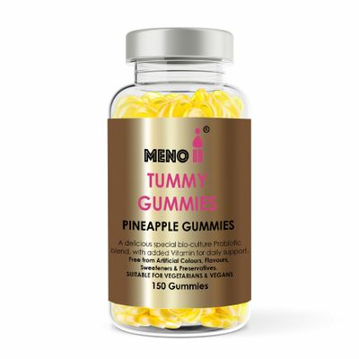 Meno Pro-Biotic 150 Natural Pineapple Flavoured Tummy Gummies - Gold Standard - Supplements for Women to Help Bloating & Digestion. 75 Days Supply