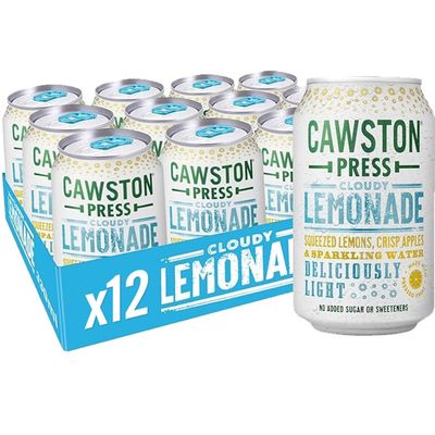 Cawston Press Sparkling Lemonade Fizzy Drink Blended With Sparkling Water, Squeezed Lemon Juice & Pressed Apple Juice (330ml x 12 cans) | Gluten Free - Vegan - No Added Sugar