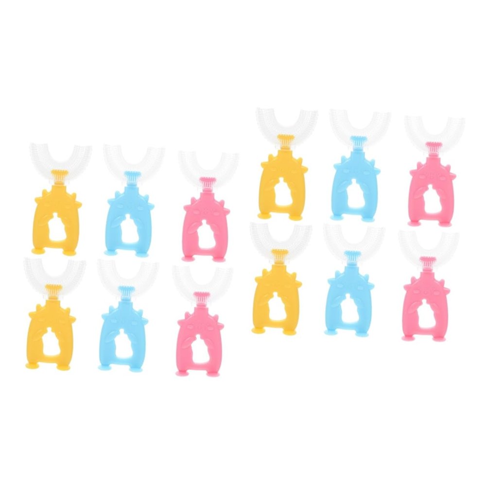 FRCOLOR 12pcs Boys and Girls U-Shaped Toothbrushes Handheld Tooth Cleaning Manual Toothbrushes for Boy Girl Teeth Cleaning Random Color