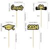 2024 Graduation Decorations Cake Toppers Set of 12, Gold Black Glitter Congrats Grad 2024 Cupcake Toppers Grad Caps & Diploma Cake Toppers 2024 Graduation Party Cake Decorations Supplies view 2