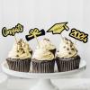 2024 Graduation Decorations Cake Toppers Set of 12, Gold Black Glitter Congrats Grad 2024 Cupcake Toppers Grad Caps & Diploma Cake Toppers 2024 Graduation Party Cake Decorations Supplies view 3