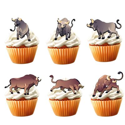 8pcs Cow Cupcake Toppers for Boys Girls Western Birthday Party Decorations Hats Boots Cowboy Cupcake Decorations Rodeo Bullfight Bull Party Supplies