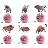 8pcs Cow Cupcake Toppers for Boys Girls Western Birthday Party Decorations Hats Boots Cowboy Cupcake Decorations Rodeo Bullfight Bull Party Supplies view 2