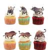 8pcs Cow Cupcake Toppers for Boys Girls Western Birthday Party Decorations Hats Boots Cowboy Cupcake Decorations Rodeo Bullfight Bull Party Supplies view 3