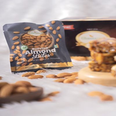 Ghasitaram Gifts Jaiccha Roasted Almond Bites Pouches Pack of 5 |Diwali,Holi,Rakhi,Valentine,Christmas,Birthday,Anniversary,Gift for Her,Him,Mothers Day,Fathers Day|