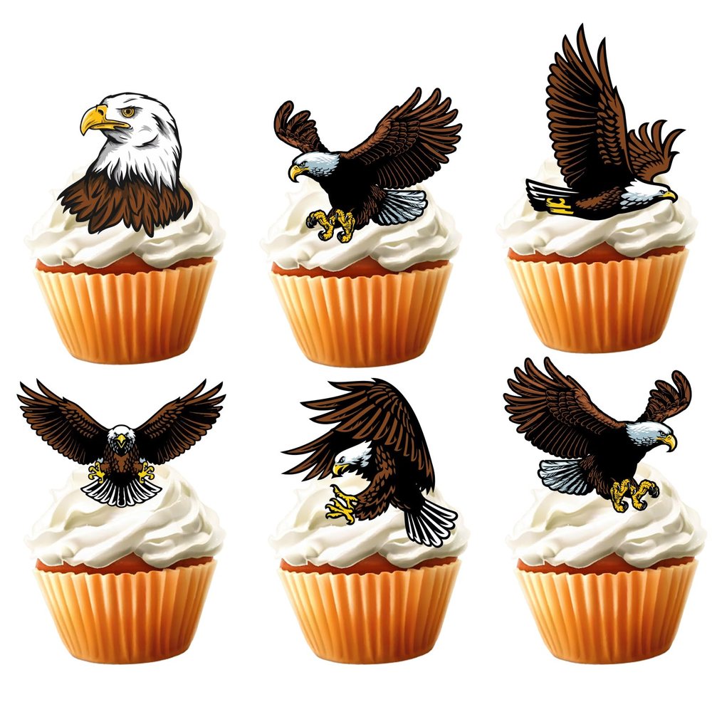 18pcs Bald Eagle Cupcake Toppers for 4th of July Birthday Cake Decorations Patriotic Party Supplies Glitter Animal Bald Eagle Birthday Party Decorations