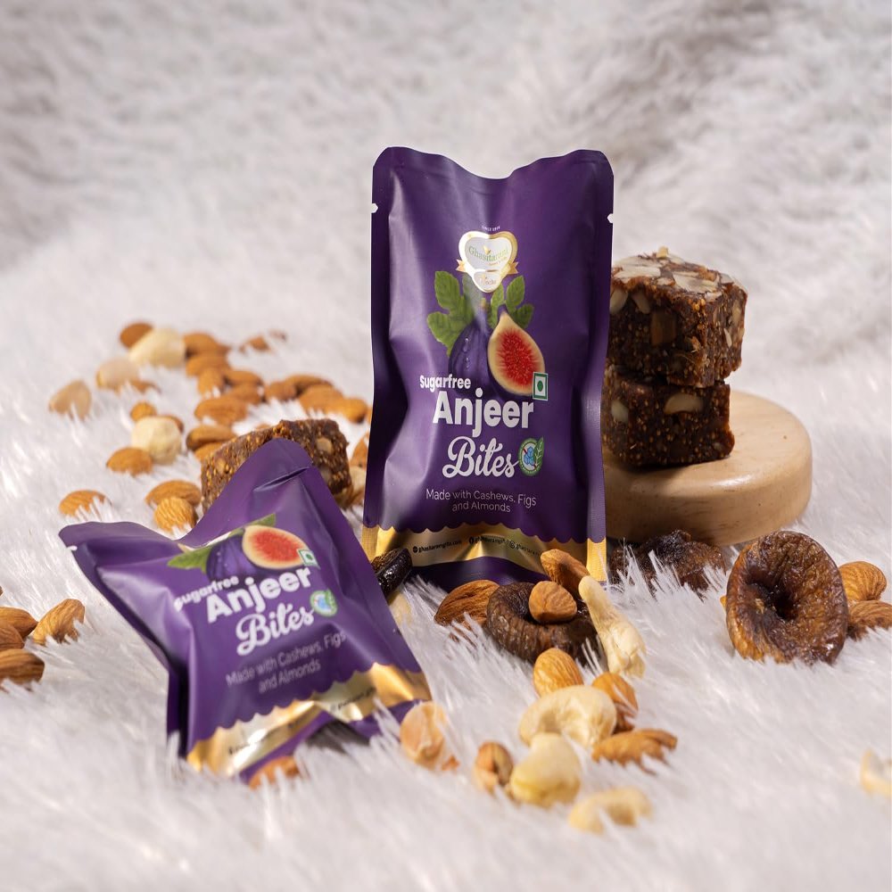 Ghasitaram Gifts Jaiccha Sugarfree Anjeer Bites Pouches Pack of 5 |Diwali,Holi,Rakhi,Valentine,Christmas,Birthday,Anniversary,Gift for Her,Him,Mothers Day,Fathers Day|