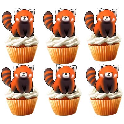 18pcs Red Panda Cupcake Toppers for Boys Girls Baby Shower Woodland Cute Animal Zoo Safari Party Supplies Glitter Red Panda Birthday Cake Decorations