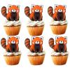 18pcs Red Panda Cupcake Toppers for Boys Girls Baby Shower Woodland Cute Animal Zoo Safari Party Supplies Glitter Red Panda Birthday Cake Decorations view 1