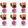 18pcs Red Panda Cupcake Toppers for Boys Girls Baby Shower Woodland Cute Animal Zoo Safari Party Supplies Glitter Red Panda Birthday Cake Decorations view 2