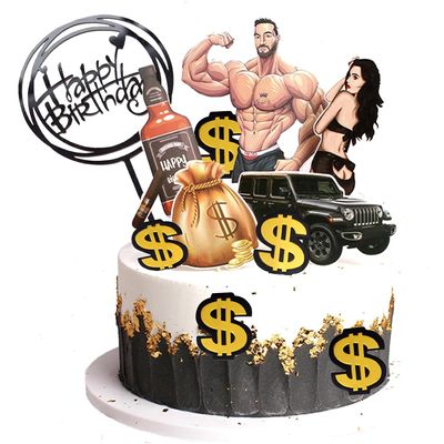 11Pcs Muscle Man Cake Topper, Men Sexy Girl Cake Topper, Bachelor Birthday Party Supplies, Quirky Birthday Supplies