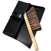 Heavy Duty Metal Dustpan with Handle Industrial Design Large Black Hooded Metal Dustpan Cleaning Scoop also Suitable for homes, log burners, stoves, workshops, and gardens (DustPan and Hard Brush) view 1