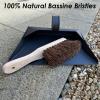 Heavy Duty Metal Dustpan with Handle Industrial Design Large Black Hooded Metal Dustpan Cleaning Scoop also Suitable for homes, log burners, stoves, workshops, and gardens (DustPan and Hard Brush) view 3
