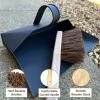Heavy Duty Metal Dustpan with Handle Industrial Design Large Black Hooded Metal Dustpan Cleaning Scoop also Suitable for homes, log burners, stoves, workshops, and gardens (DustPan and Hard Brush) view 4