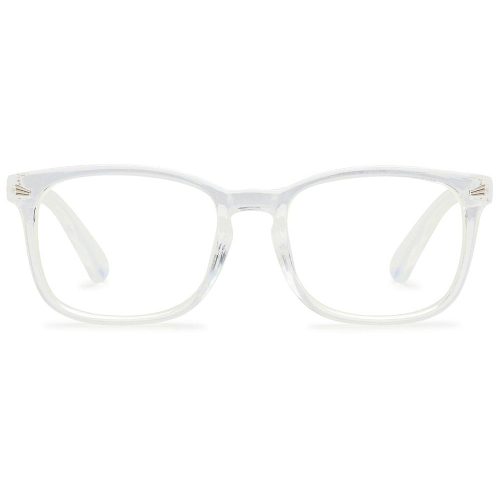 ABETOS Reading Glasses for Women Men Blue Light Blocking Spring Hinges Retro Classic Lightweight Computer Readers Nerd Eyeglasses, Transparent 1.0