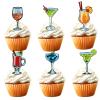 18pcs Cocktail Cupcake Toppers for Men Women Birthday Tropical Hawaiian and Pool Theme Party Supplies Drink Beer Wine Cake Decorations view 1