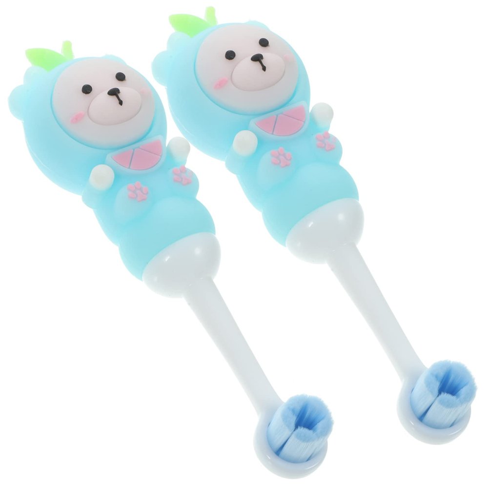 Ipetboom Children's Toothbrushes Toddler Tooth Brush Soft Bristle Design Extra Gentle for Sensitive Gums 2Pcs Pack for Kids Ages 0-9 Years Fruit Bear Cartoon Style Dental Care