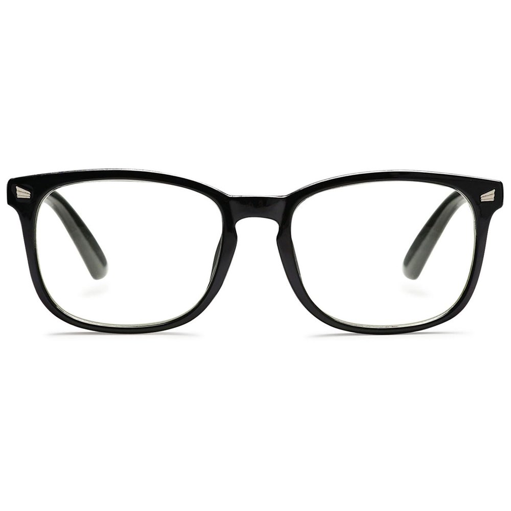 ABETOS Reading Glasses for Women Men Blue Light Blocking Spring Hinges Retro Classic Lightweight Computer Readers Nerd Eyeglasses, Black 2.5