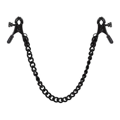Strong Nipple Clamps with Chains for Women Non-Piercing Nipple Clips Adjustable Body Chain Pendants Decorations (Black (with Chain))