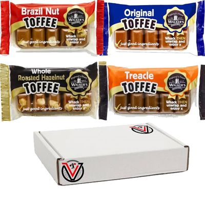 04 x Walkers Mixed Nonsuch Brazil Nut, Treacle, Hazelnut & Original Toffee Bars 100g | VIMIX