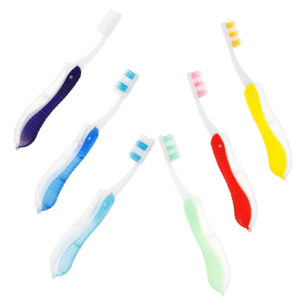 Beaupretty 6pcs Folding Toothbrush Sleeve for Travel Toiletries Portable and Wear-Resistant for Camping Hotel Stays and Household Use Soft Bristles Toothbrushes Folding
