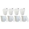 25Litre White Plastic Bucket Hard Wearing Bucket Storage Unit Container Mixing Bucket Animal Feed Wash System Fermentation Home Brew (4x Bucket with Tamper Evident Lid and 4x Bucket with Metal Handle) view 1
