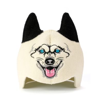 SAUNA GURU Wolf Hat, 100% Organic Wool Felt Sauna Cap, Banya Hat Sauna Hair Protector, Sauna Accessories Embroidered Hat, Sauna Accessory, Russian Sauna Hat, Sauna Gifts for Men and Women
