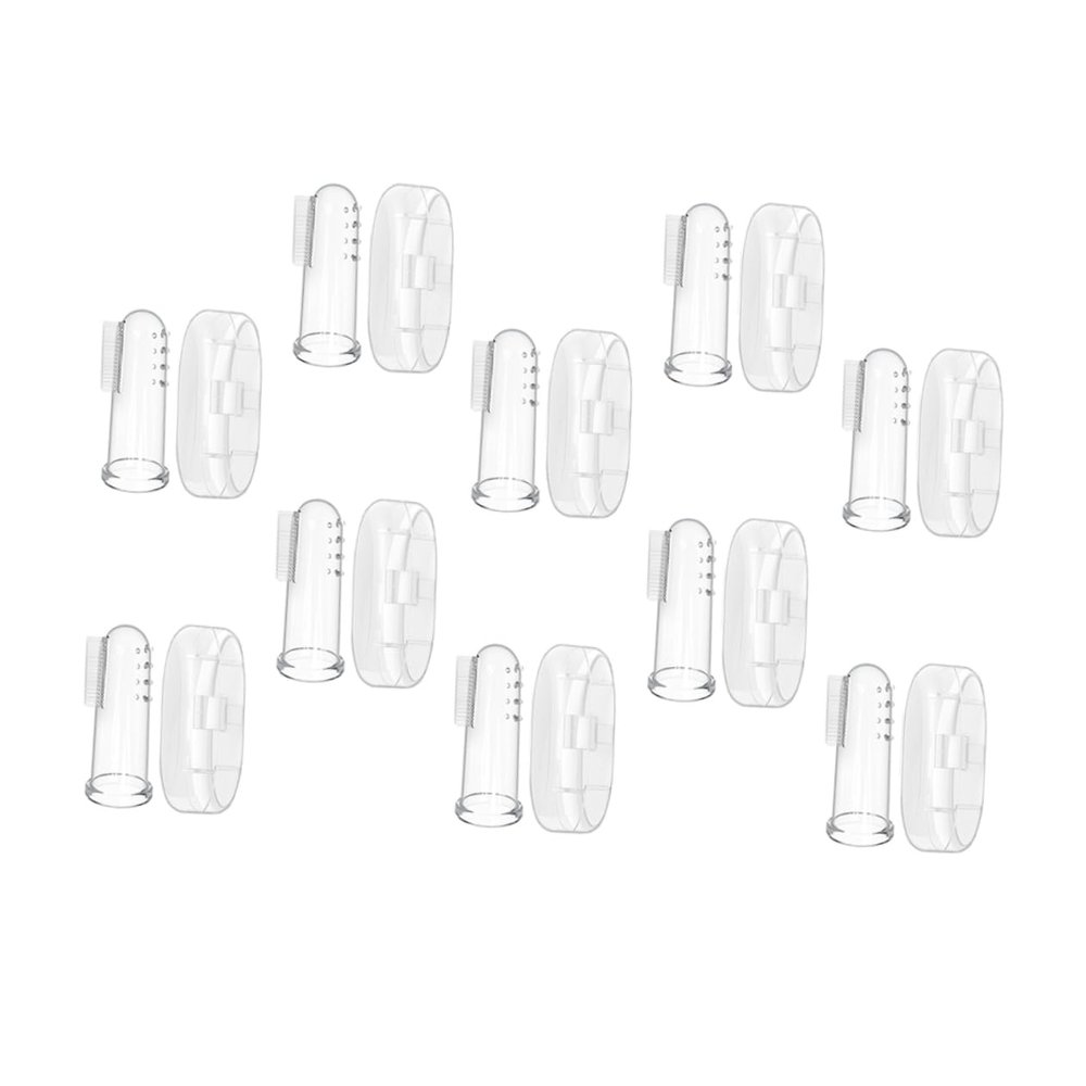 Beaupretty Baby Finger Toothbrush 10pcs Set, Soft Food-Grade Silicone Infant Teeth Cleaning Tool with Case, Gentle Oral Massager for Newborns and Toddlers