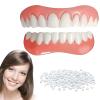 1 Pair of Snap-On Dentures Set, Comfortable Silicone False Teeth for Upper & Lower Jaw, Instant Smile Enhancer for Men Women with Bad Teeth, Temporary Veneer False Teeth for Interviews Dates Parties view 1