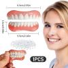 1 Pair of Snap-On Dentures Set, Comfortable Silicone False Teeth for Upper & Lower Jaw, Instant Smile Enhancer for Men Women with Bad Teeth, Temporary Veneer False Teeth for Interviews Dates Parties view 2