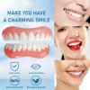1 Pair of Snap-On Dentures Set, Comfortable Silicone False Teeth for Upper & Lower Jaw, Instant Smile Enhancer for Men Women with Bad Teeth, Temporary Veneer False Teeth for Interviews Dates Parties view 3