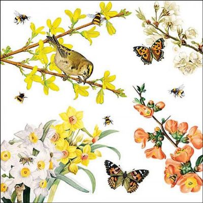 20 Ambiente Paper Napkins "Spring Awakening" Vintage Table Decoration with Motif Also for Party or Decoupage 25 x 25 cm