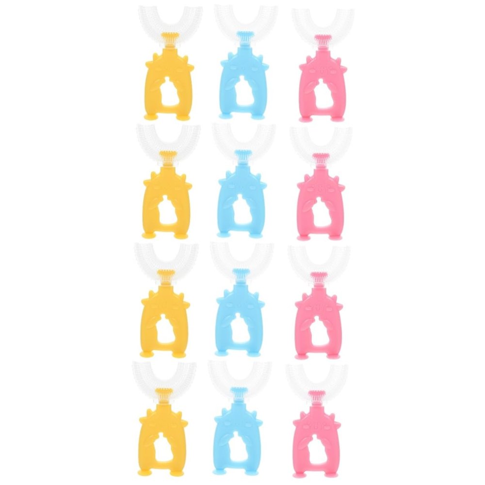 Beaupretty 12pcs Boy Girl U-Shaped Toothbrushes Handheld Boys and Girls Tooth Cleaning Manual U Shape Toothbrush and Random Color