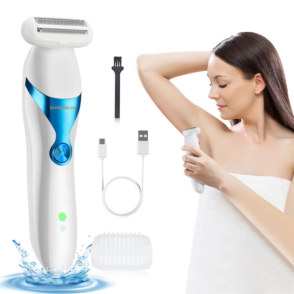 BarberBoss Electric lady shavers for women, electric razor for women, womens electric shavers, womens shaver, ladies shavers, bikini trimmer women, trimmer for women, White