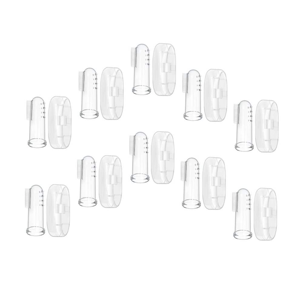 FOMIYES Baby Finger Toothbrushes 10pcs Set with Case, Soft Silicone Bristles Oral Massagers for Infant Teeth Cleaning and Teething Care, Suitable for Newborns and Babies