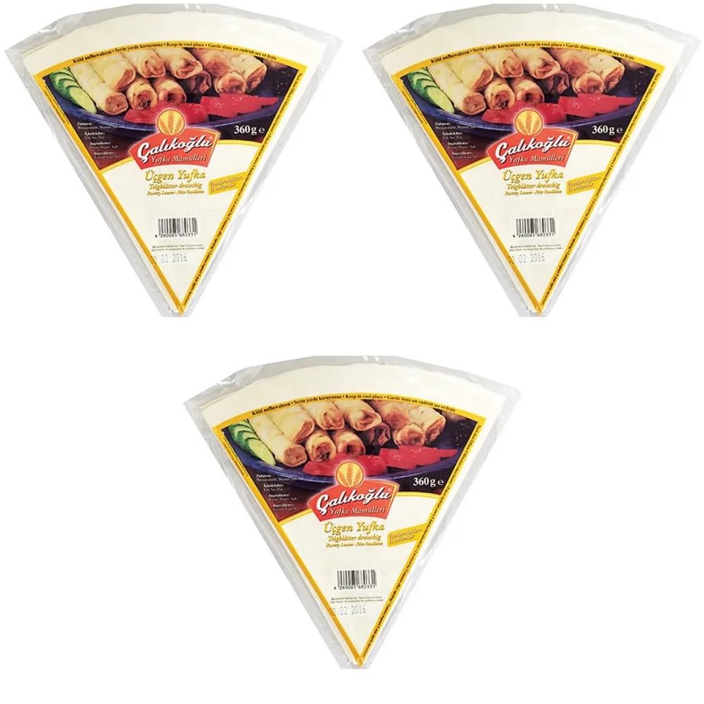 Calikoglu Triangular Filo Pastry Sheets phyllo dough 360 gram x 3 Packs