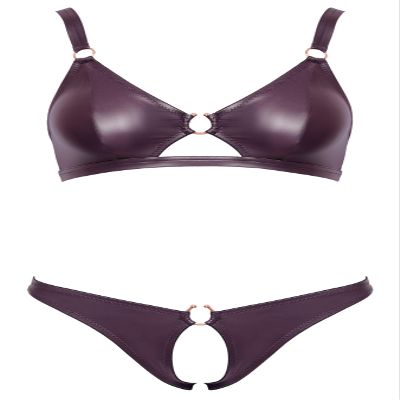 Cottelli Lingerie Women's Bra and Briefs Purple M
