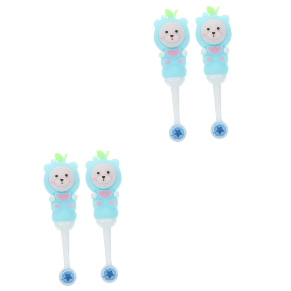FRCOLOR 4pcs Boy Girl Toothbrush Boys and Girls Manual Soft Toothbrush Bear Shape for Teeth Brushing at Home Travel
