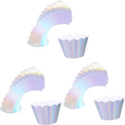 KanDuo Baking Paper Cups,Dessert Wraps Paper, Wedding Decoration 100 Pcs Paper Cups Cupcake Holder Cups Cupcake Wrappers Silver Cupcake Liners Cupcake Cups Symphony Rainbow Powder