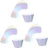 KanDuo Baking Paper Cups,Dessert Wraps Paper, Wedding Decoration 100 Pcs Paper Cups Cupcake Holder Cups Cupcake Wrappers Silver Cupcake Liners Cupcake Cups Symphony Rainbow Powder view 1