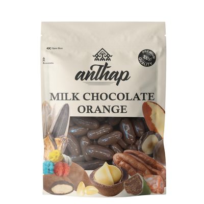 Anthap Milk Chocolate Orange Slices, Smooth Milk Chocolate, Real Dried Orange Slices, Smooth Milk Chocolate Coating, Natural, Delicious, Pair with Coffee, Gourmet Chocolate Delight, 500g