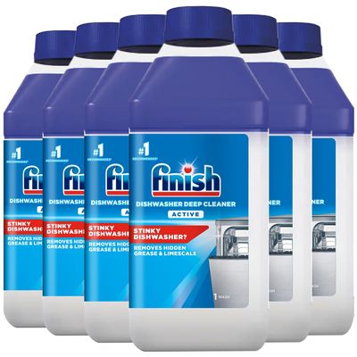 Finish Dishwasher Deep Cleaner Active  Regular Scent, 6 x 250ml Bottles, Bulk Buy for Effective Dishwasher Maintenance