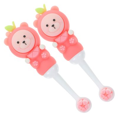 FOMIYES 2pcs Soft Bristle Kids Toothbrush Cute Bear Design for Toddlers Age 0-9 Round Head Pink Color for Children's Dental Care