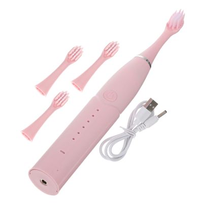 SKISUNO Boys and Girls Electric Toothbrush Pink Waterproof Rechargeable Cartoon Design Portable Children Tooth Brush for Daily Oral Care