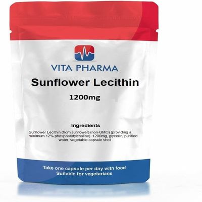 VITA PHARMA Sunflower Lecithin 1200mg 60 Capsules, Brain & Cognitive Health, Heart & Liver Wellness, Cellular Function, Healthy Fat Metabolism