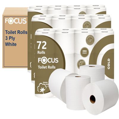 72 Quilted Toilet Rolls - 3 Ply Extra Soft White Bulk Buy Toilet Tissue Paper