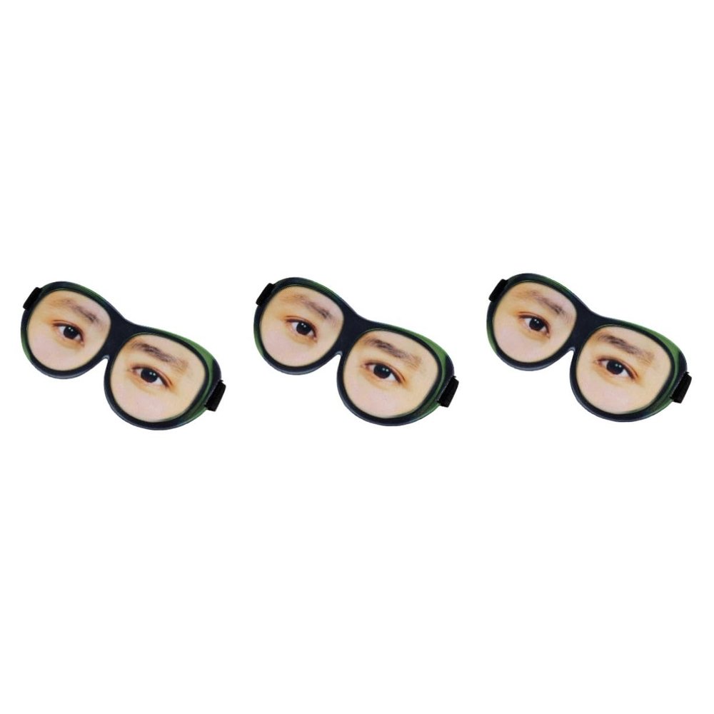 minkissy 3pcs Glasses Eye Eyeshade Spoof Stereoscopic Sleeping Eyeshade for Home Travel Outdoor Trip Pretend Man Pattern