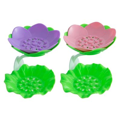 Ciieeo 2pc Lotus Shape Soap Dish Multifunctional Non-slip Soap Containers for Bathroom